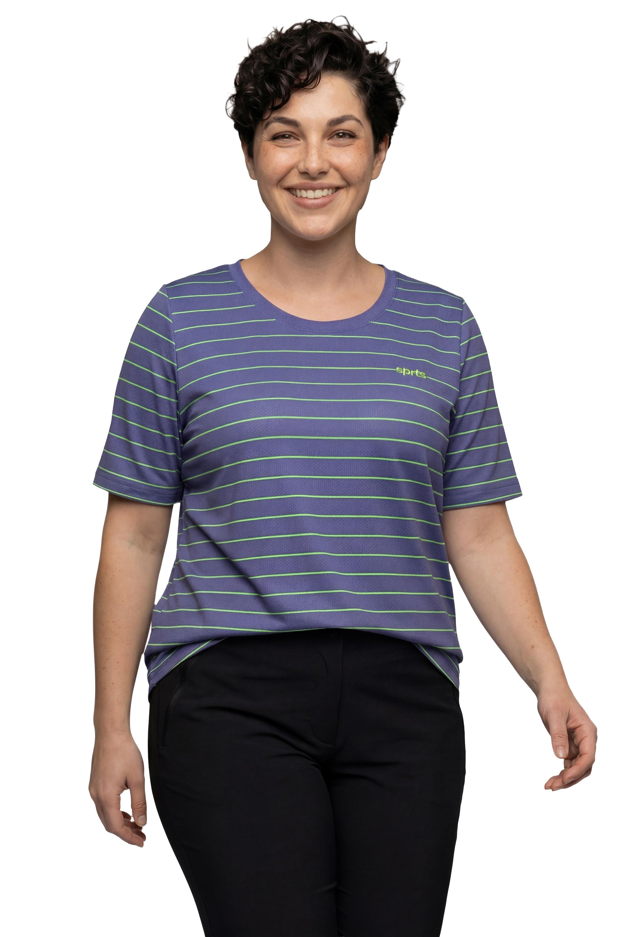 Dames Functioneel shirt strepen cut-out ronde hals korte mouwen 13/13