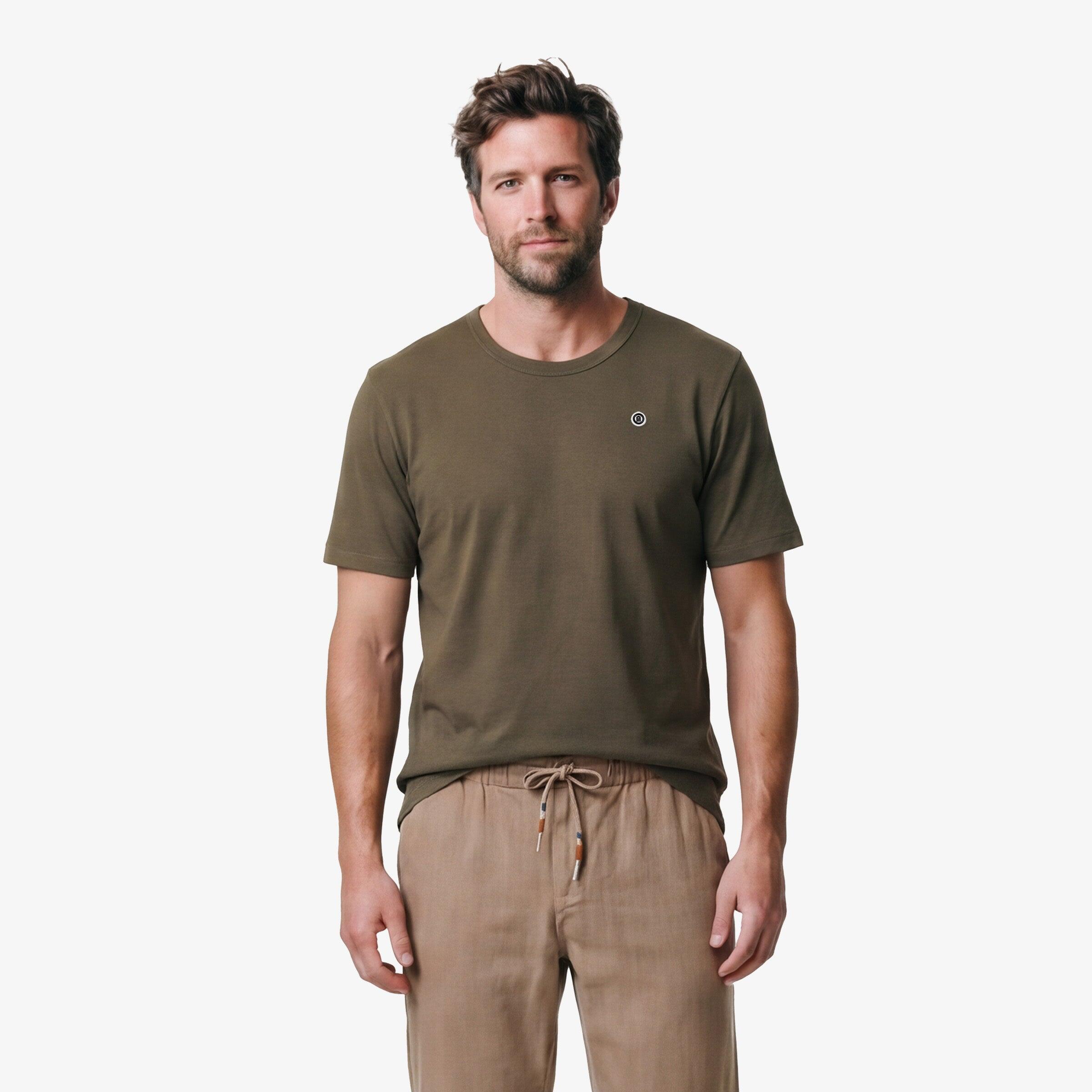 T-shirt con collo rotondo Théo in cotone marrone argilla 2/6