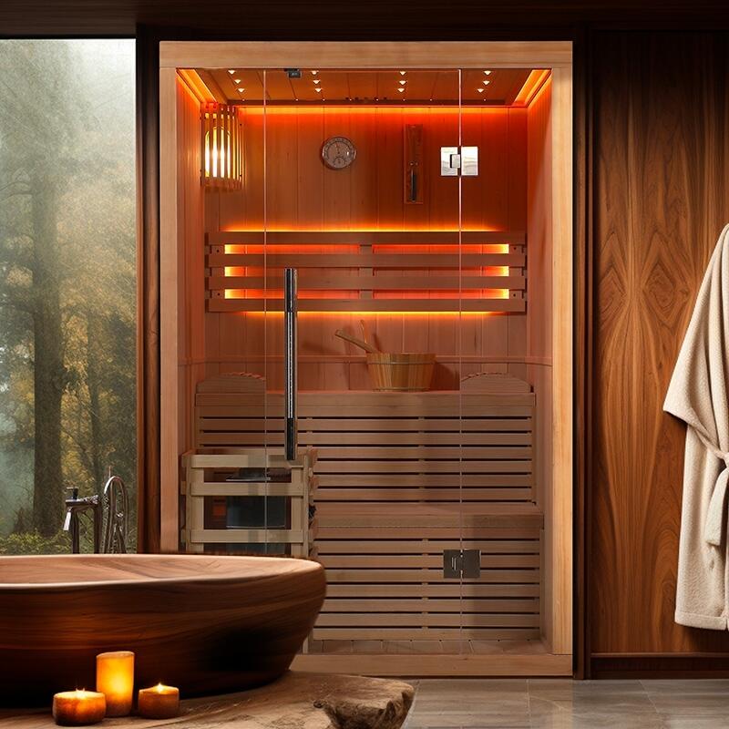 Sauna finlandais Nordica® Vapeur V23-S (1 à 2 places) - 130 x 120 x H.200 2/7