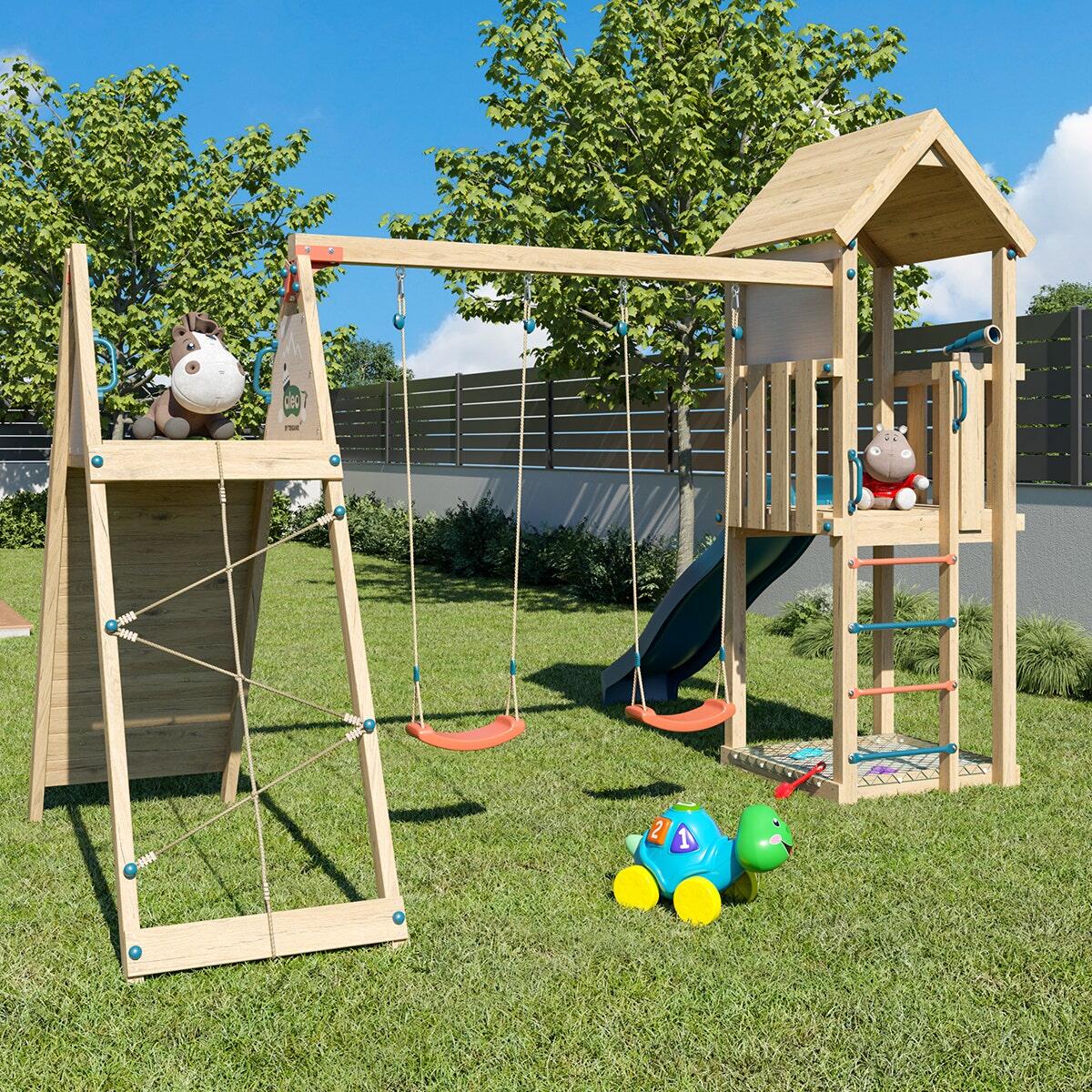 Aire de jeux bois 2,20 m OLYMPIA XPLORER 2 - 9 enfants 4/7