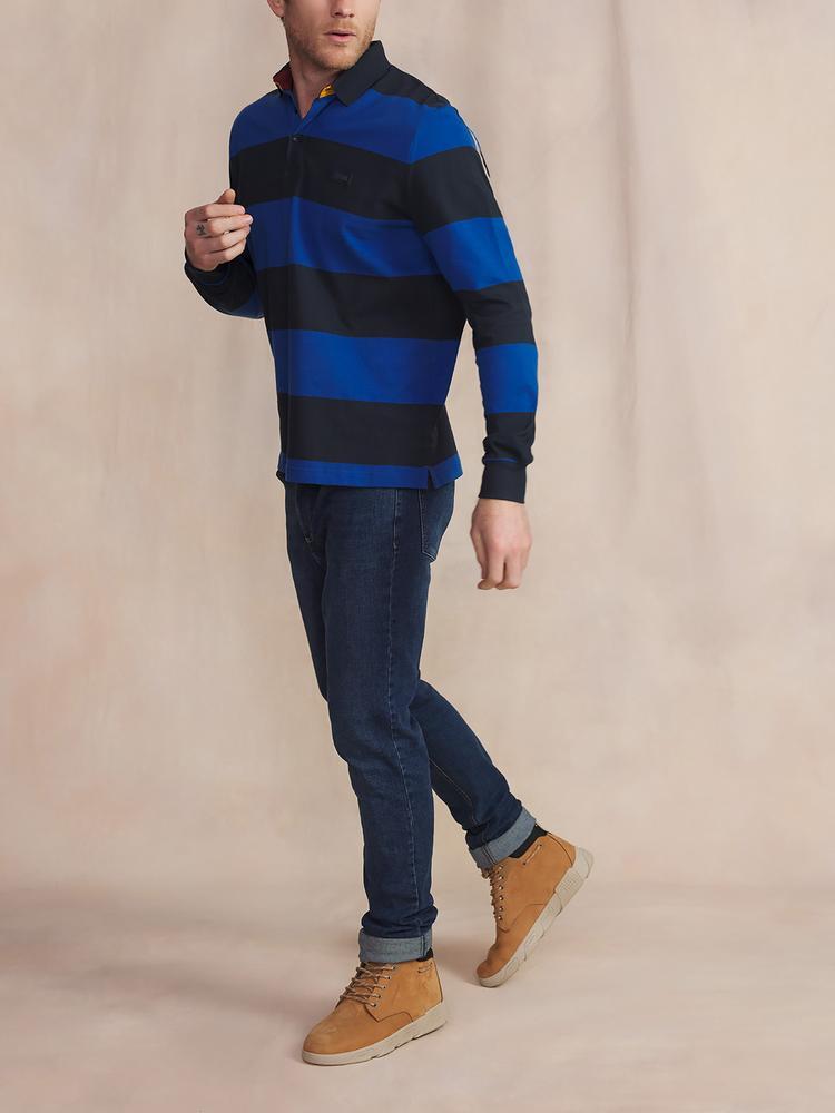 Polo manches longues - Homme - Ajusté - MATIOPOL - Bleu denim 3/5