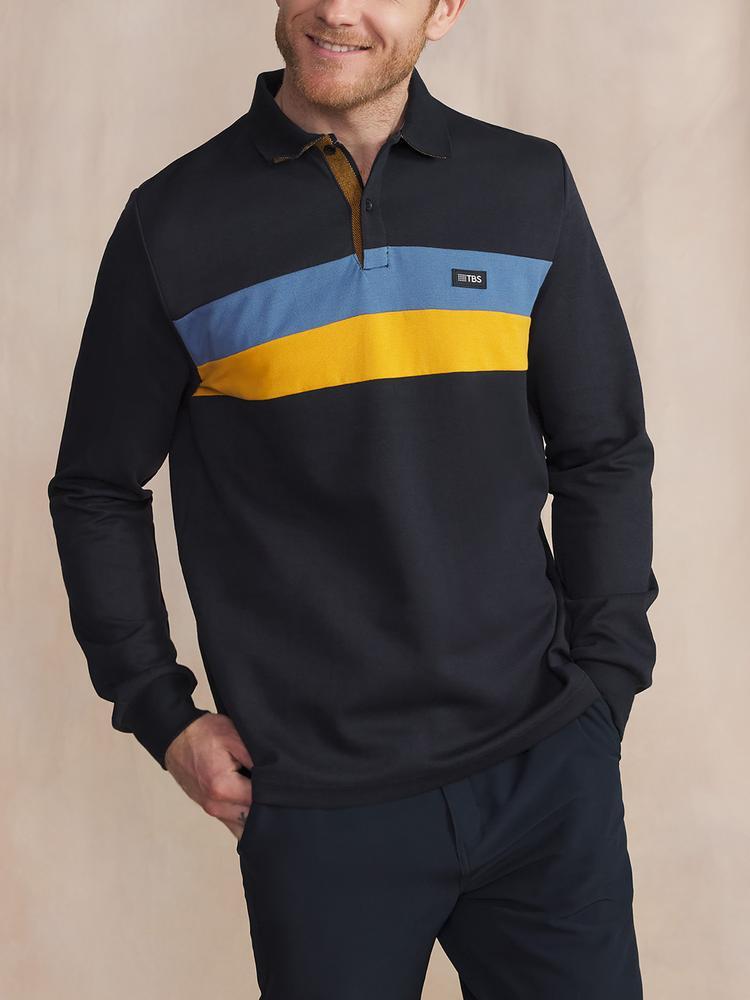 Polo manches longues Homme JADENPOL - Marine 3/5