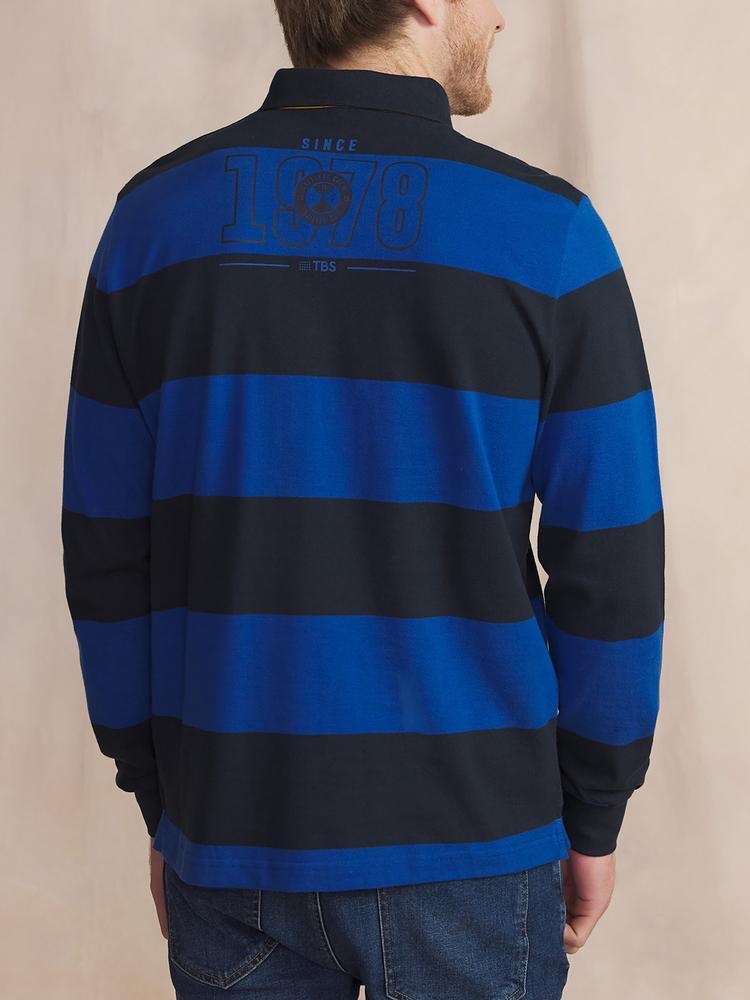 Polo manches longues - Homme - Ajusté - MATIOPOL - Bleu denim 2/5