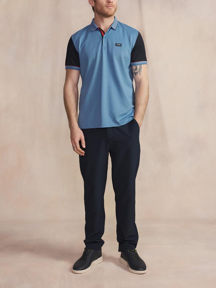 Polo - sports - hommes - manches courtes, coupe ajustée - bleu 4/5