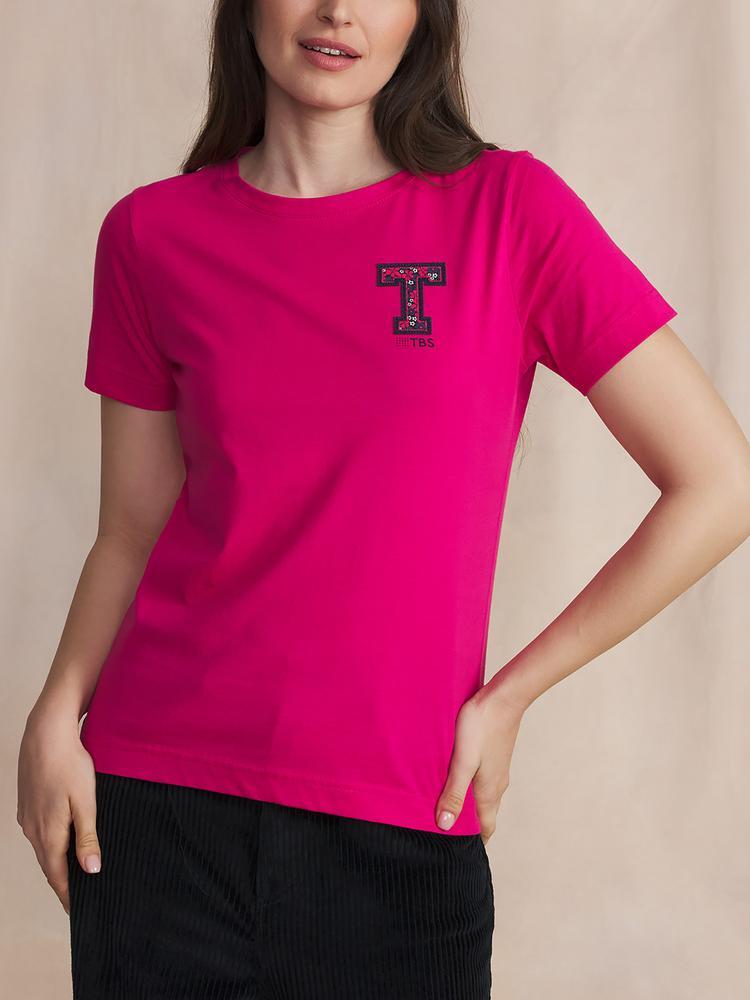 T-shirt manches courtes Femme AMINATEE - Framboise 1/3