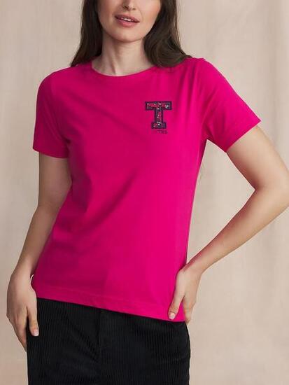 T-shirt manches courtes Femme AMINATEE - Framboise