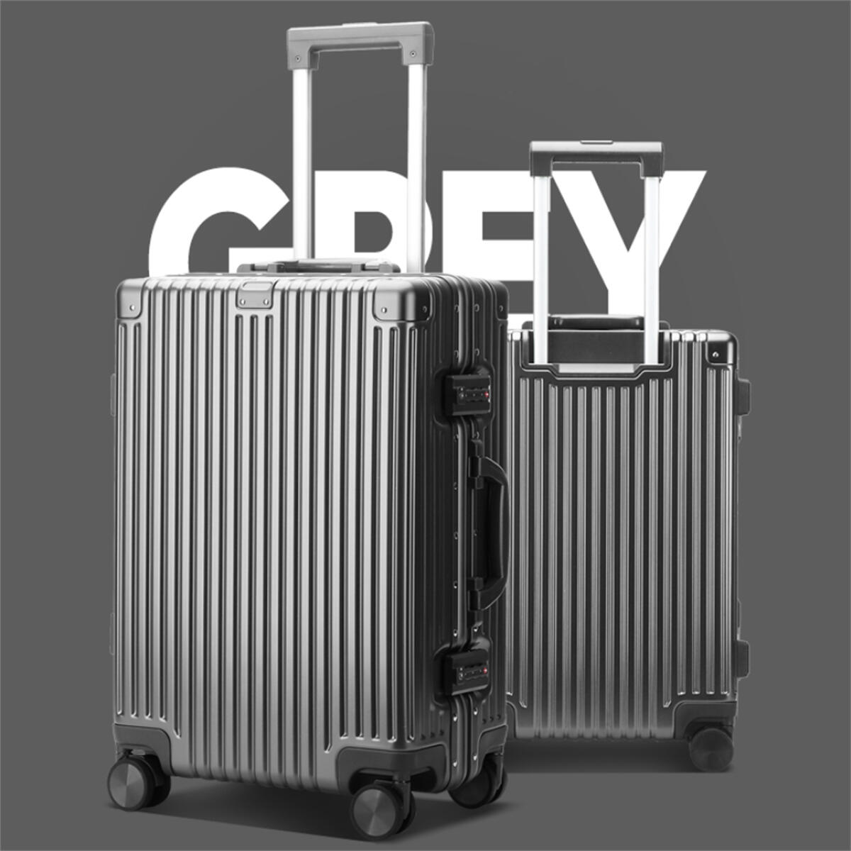 Bopai Aluminium Suitcase Travel Luggage Grey