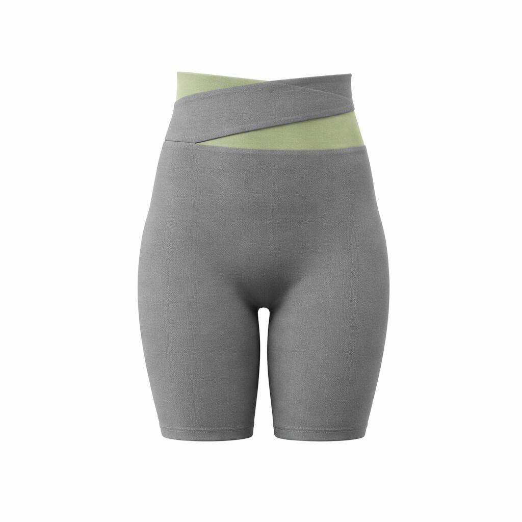 XXXL Grey Color-Block High-Waist Yoga Shorts