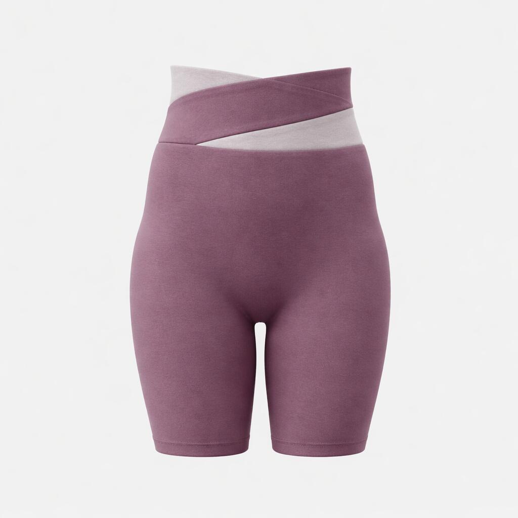 XXL Purple Color-Block High-Waist Yoga Shorts