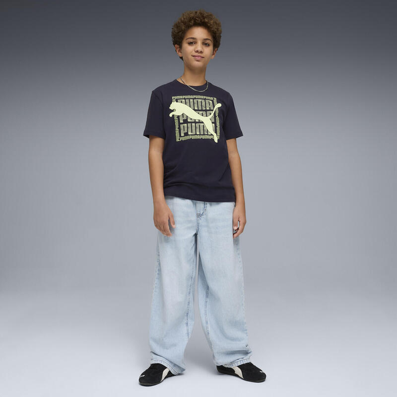 Tricou alergare copii mânecă scurtă Graphic Cat, alb PUMA