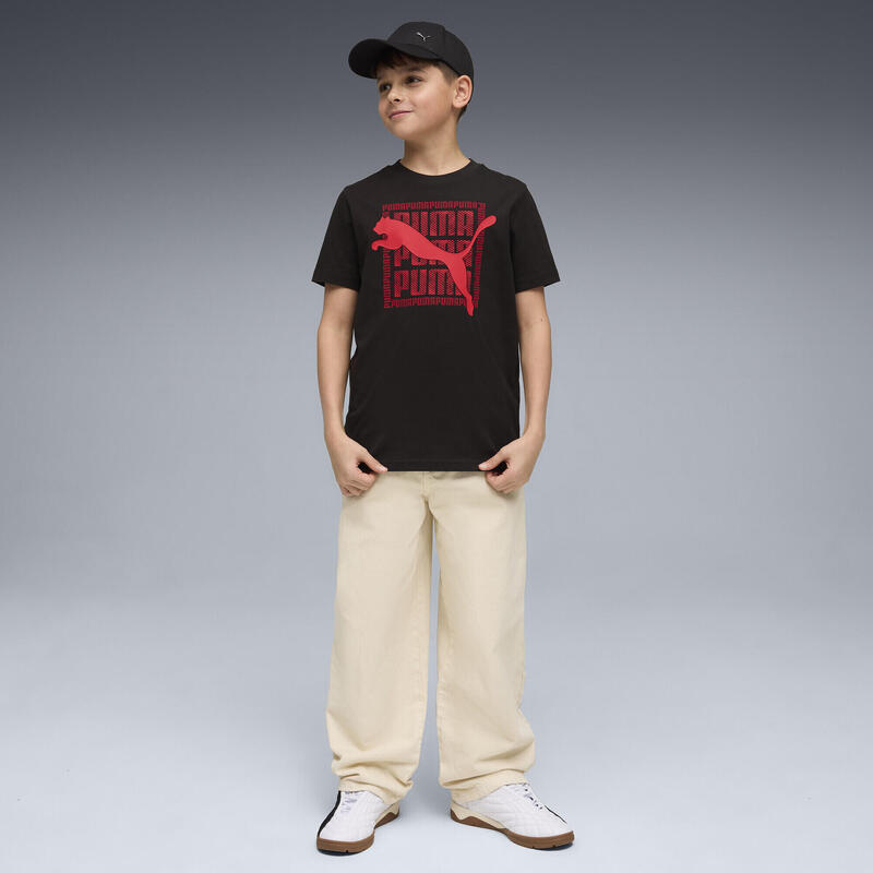 Tricou alergare copii mânecă scurtă Graphic Cat, alb PUMA