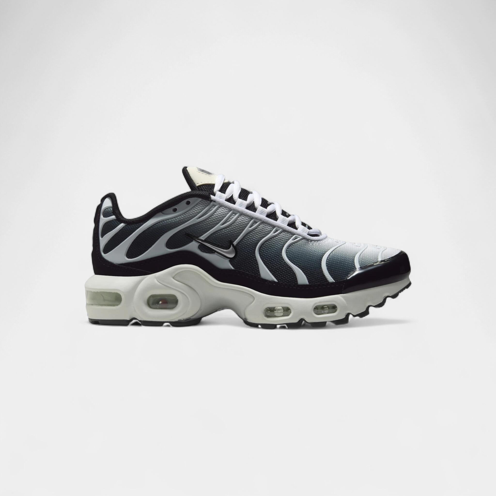 Nike Air Max Plus Black White Sail Metallic Cool Grey (GS) 1/3