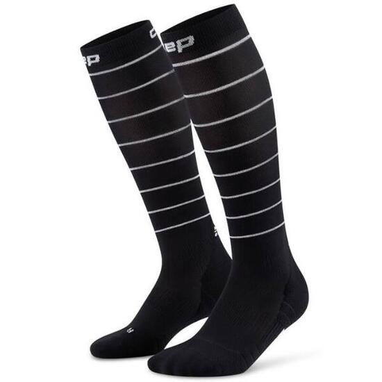 Damskie długie skarpety do biegania kompresyjne odblaskowe PRO Run CEP