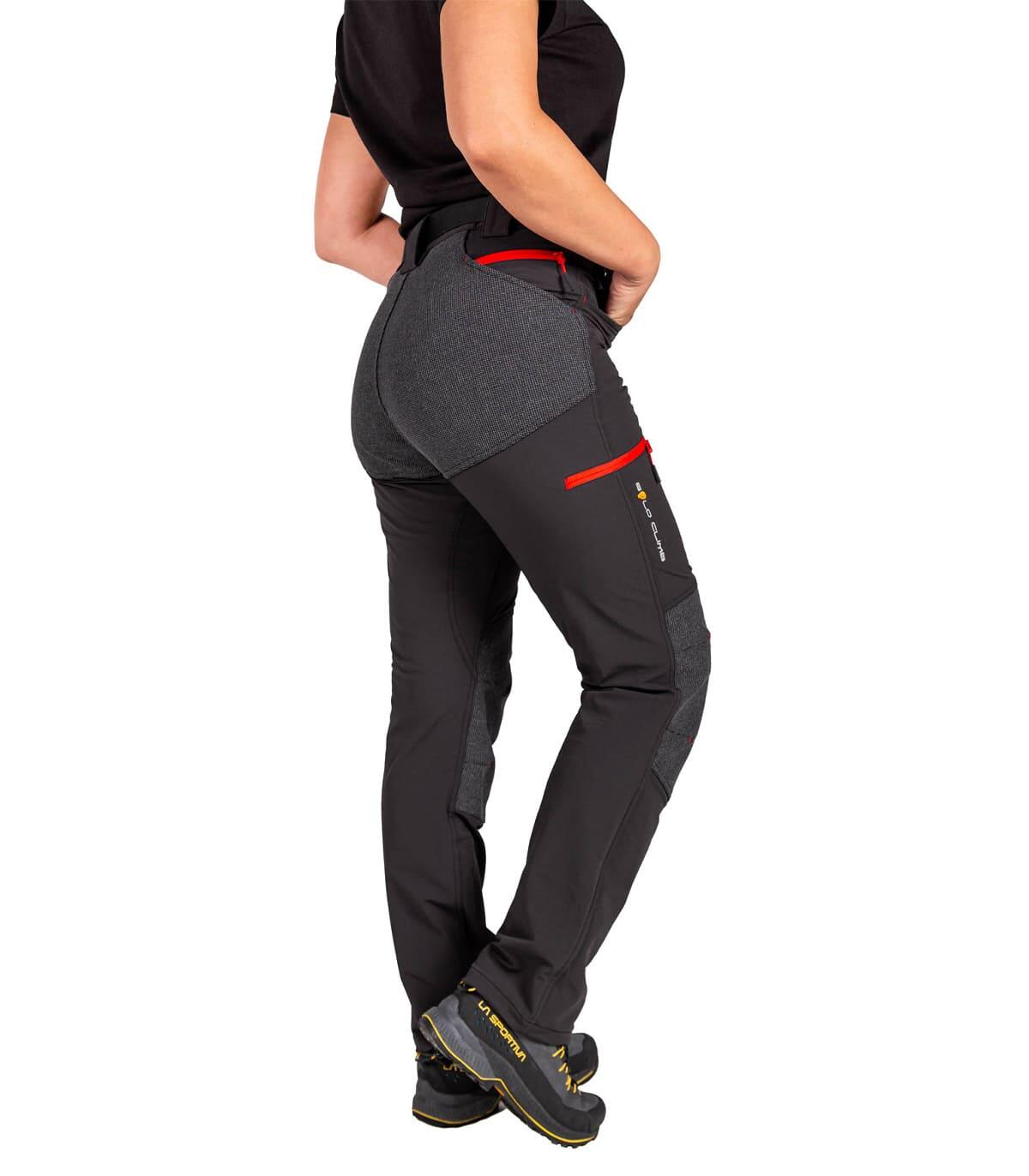 Calças Lavaredo Escalada E Alpinismo Unissex Leves Respiráveis Preto-Vermelho 3/5