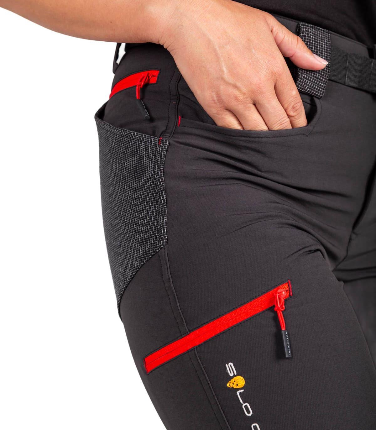 Calças Lavaredo Escalada E Alpinismo Unissex Leves Respiráveis Preto-Vermelho 4/5