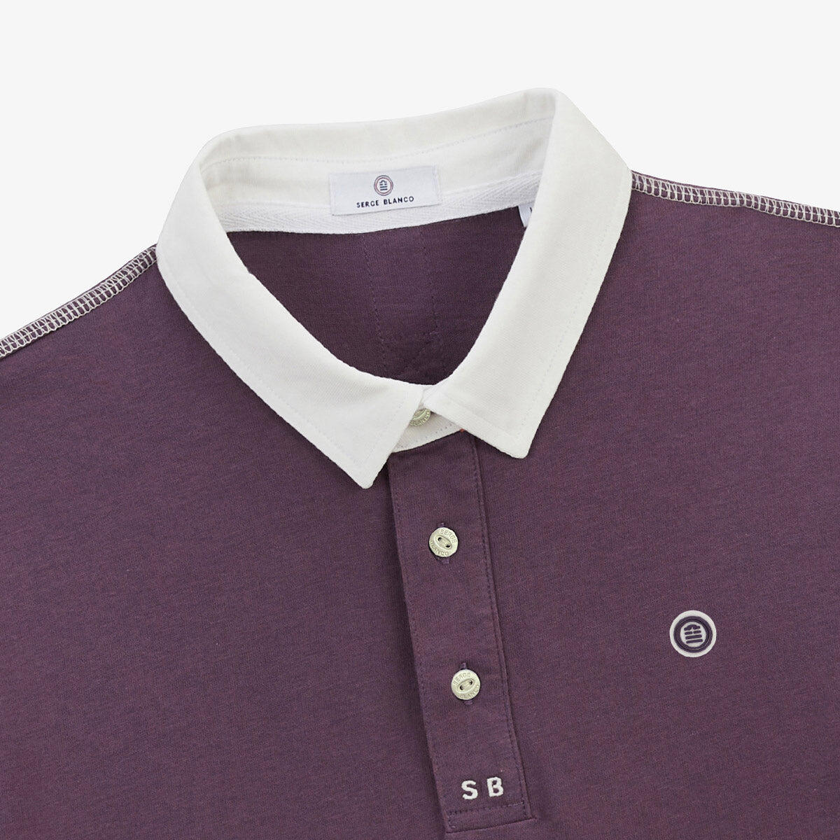 Polo de manga corta de jersey de algodón con costuras overlock moradas 4/7