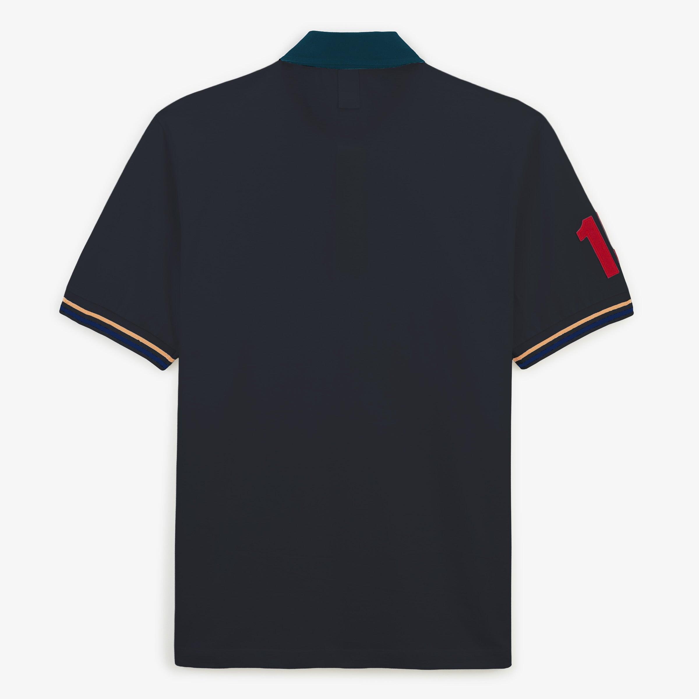 Polo a maniche corte in jersey di cotone 15 maniche blu navy 2/4
