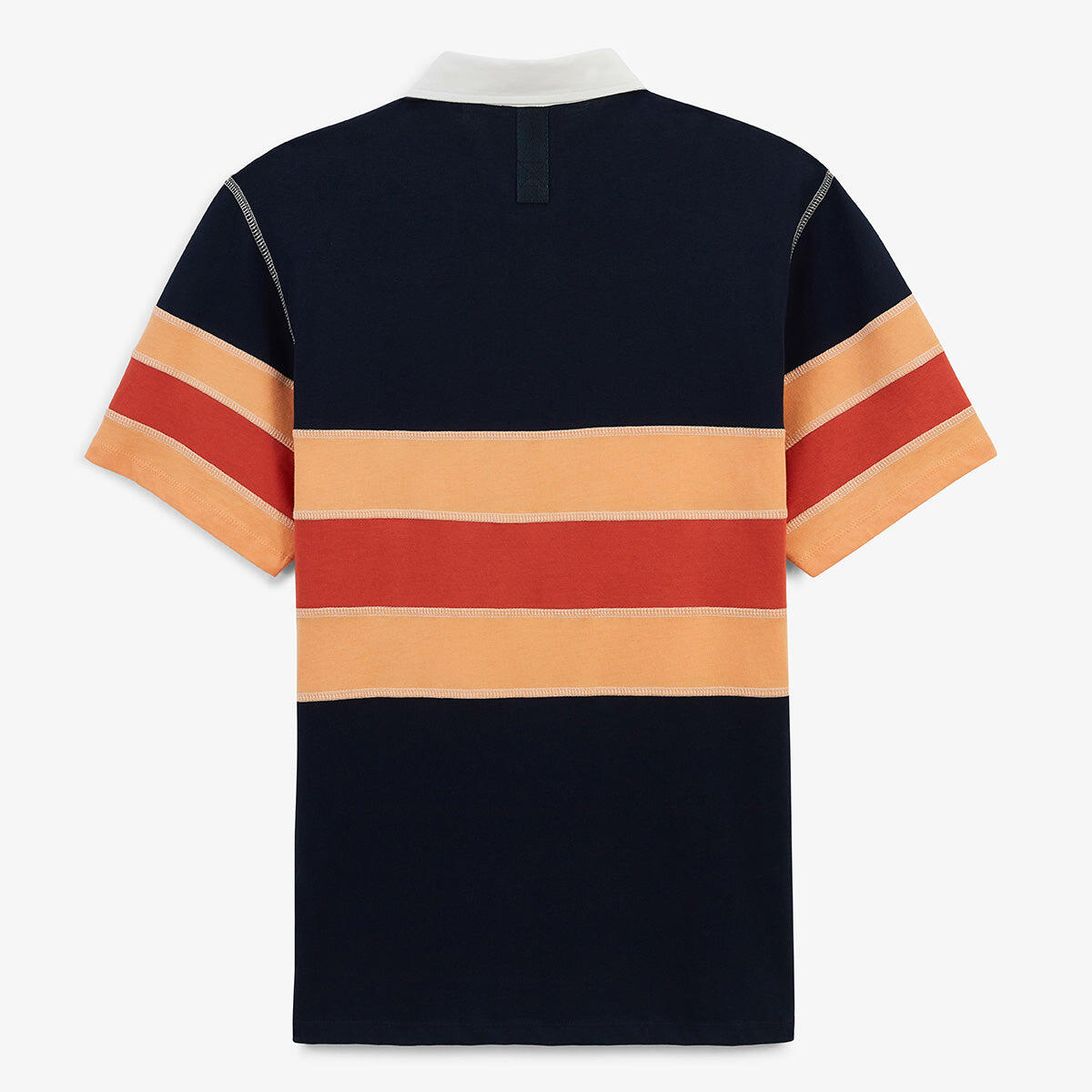 Polo a maniche corte in jersey di cotone con cuciture overlock blu navy 2/5