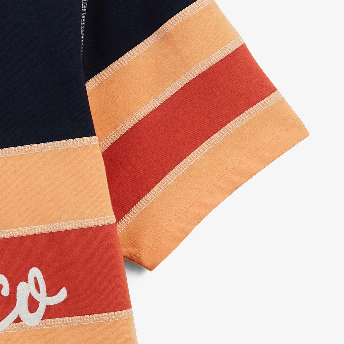 Polo a maniche corte in jersey di cotone con cuciture overlock blu navy 5/5