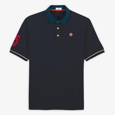 Korte mouwen polo van katoenen jersey 15 mouw marineblauw