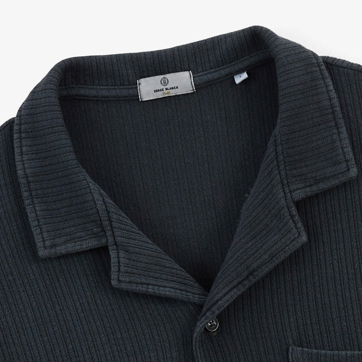 Camisa de manga corta de algodón jacquard gris carbón 3/6