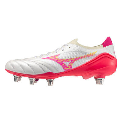 Scarpe da rugby Mizuno Morelia Neo IV B Elite SI bianche e rosa