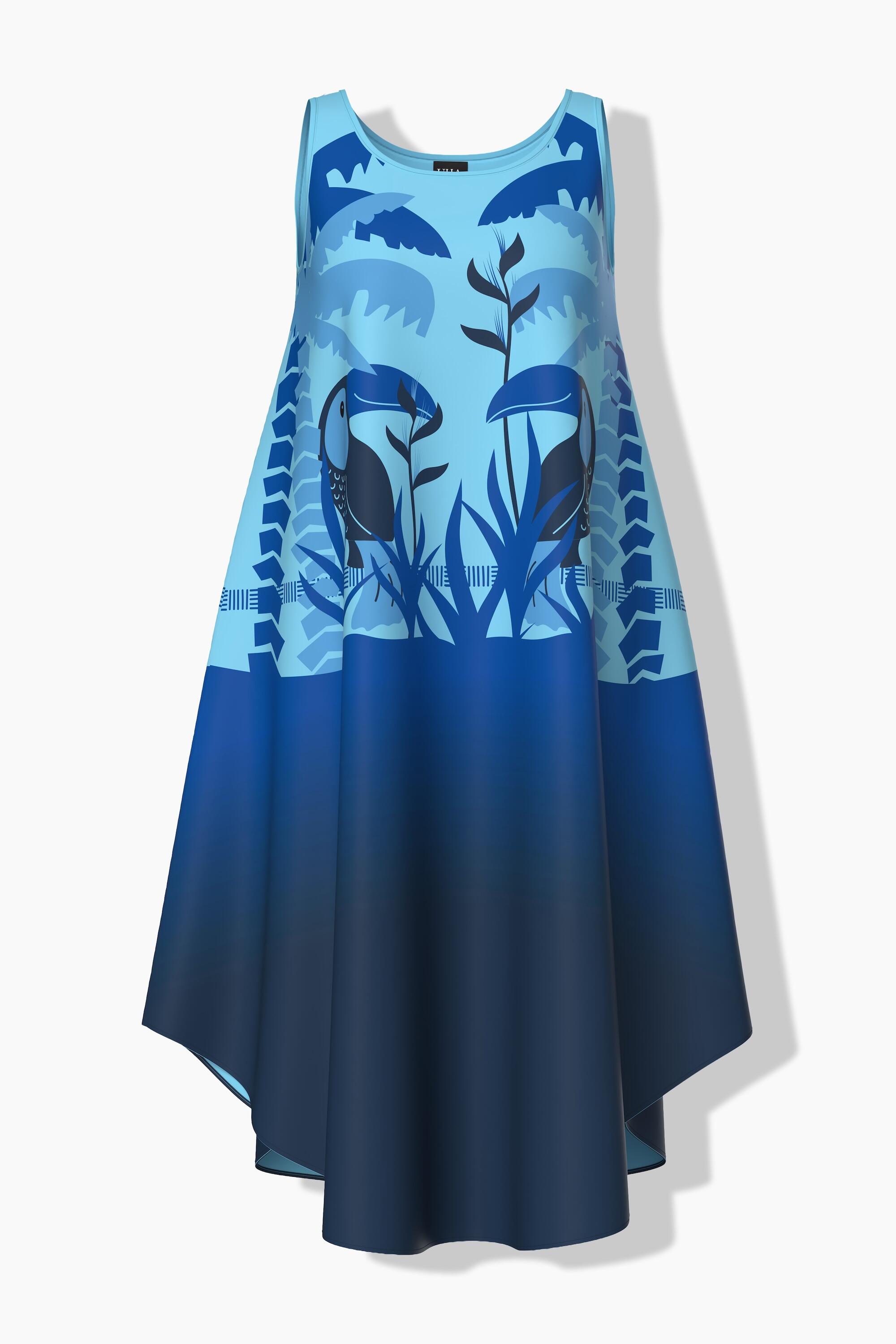 Femme Robe midi sans manches motif toucans coupe évasée et décolleté rond 6/7