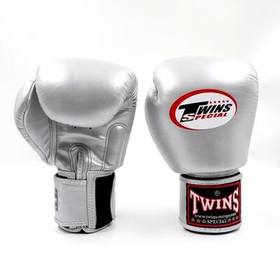 Twins special bgvl-3 leren (kick)bokshandschoenen volwassenen 14 oz silver