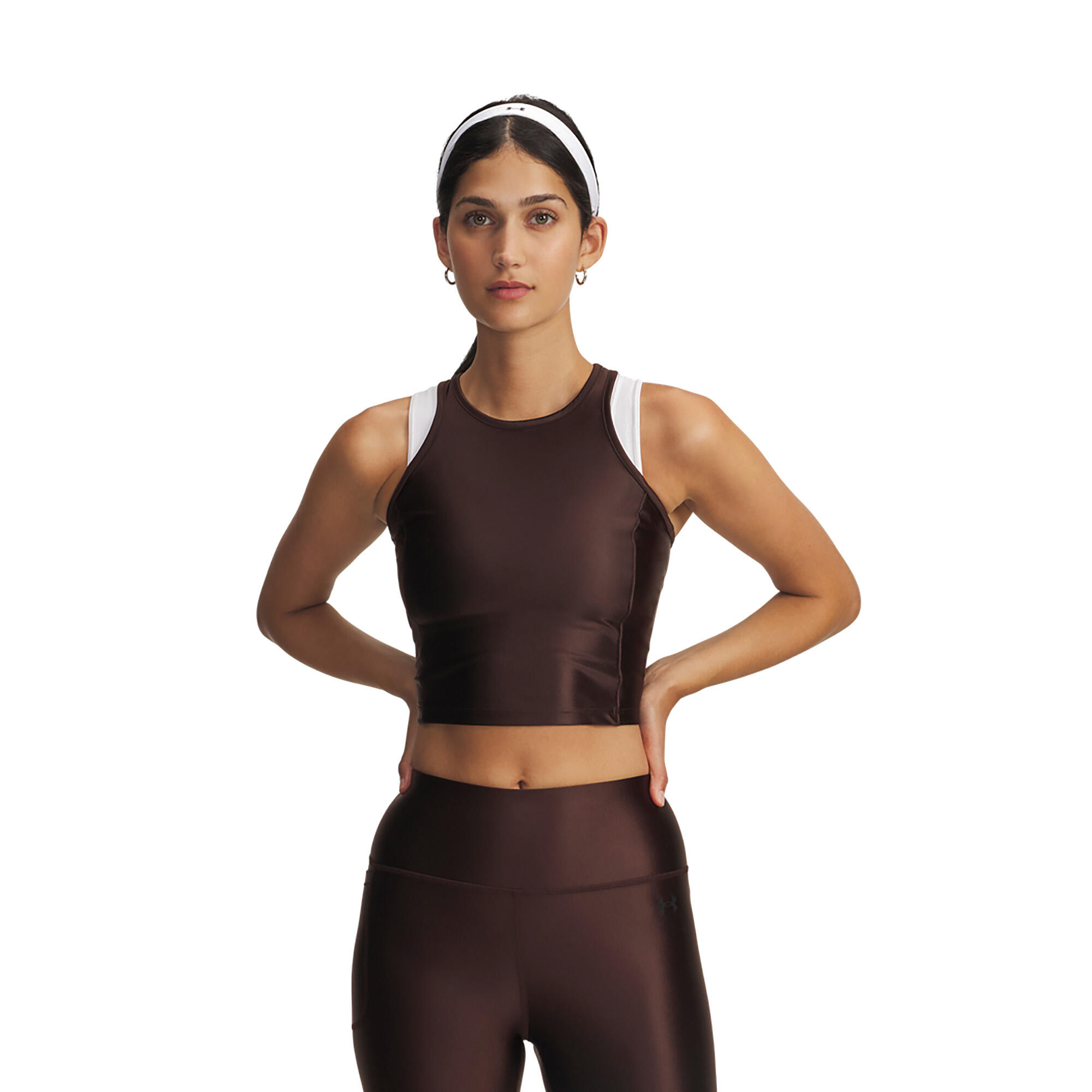 Top treningowy damski Under Armour Motion Shine Tank kona brown/black 4/4