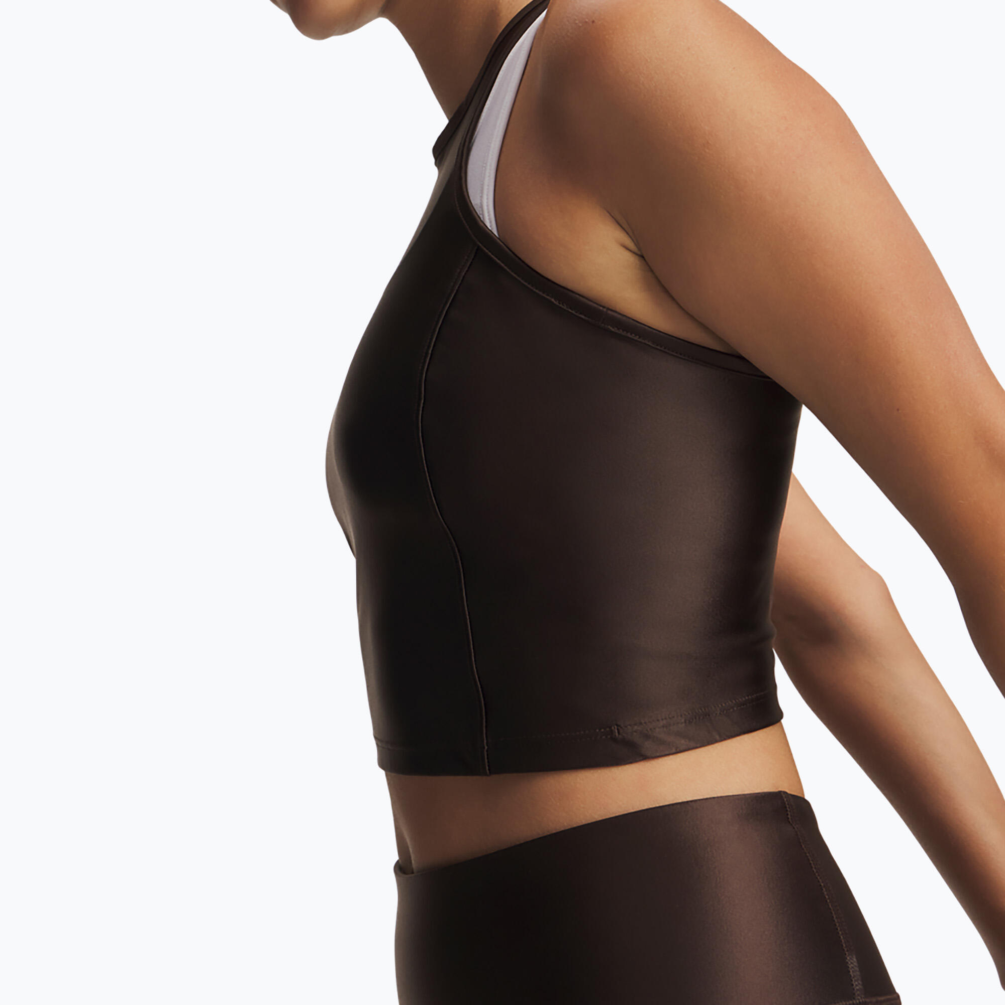 Top treningowy damski Under Armour Motion Shine Tank kona brown/black 3/4