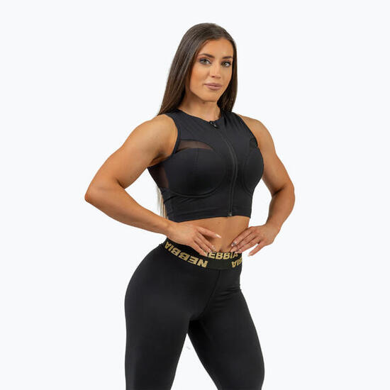 Débardeur de sport femme NEBBIA Mesh Intense noir/or