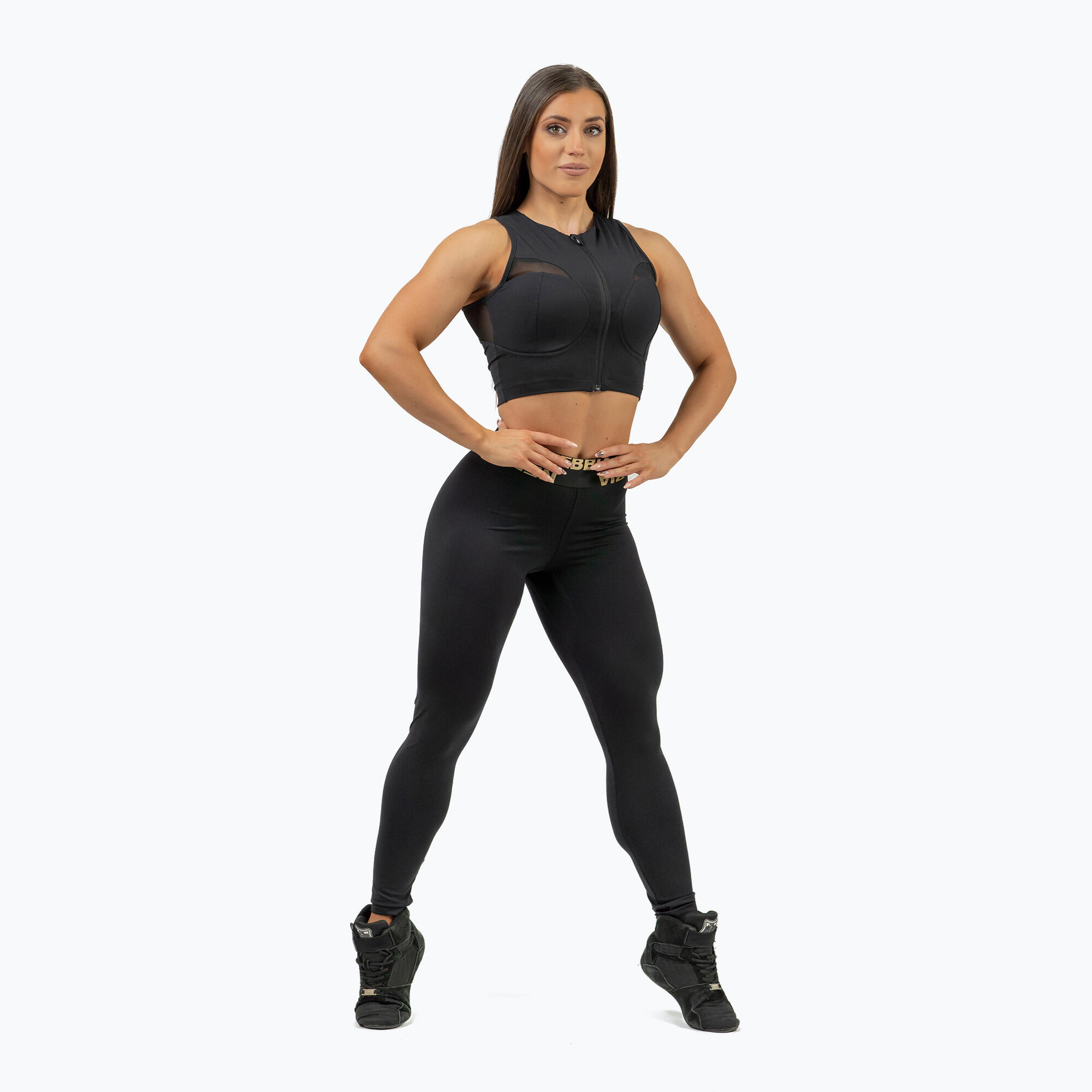 Top treningowy damski NEBBIA Mesh Intense black/gold
