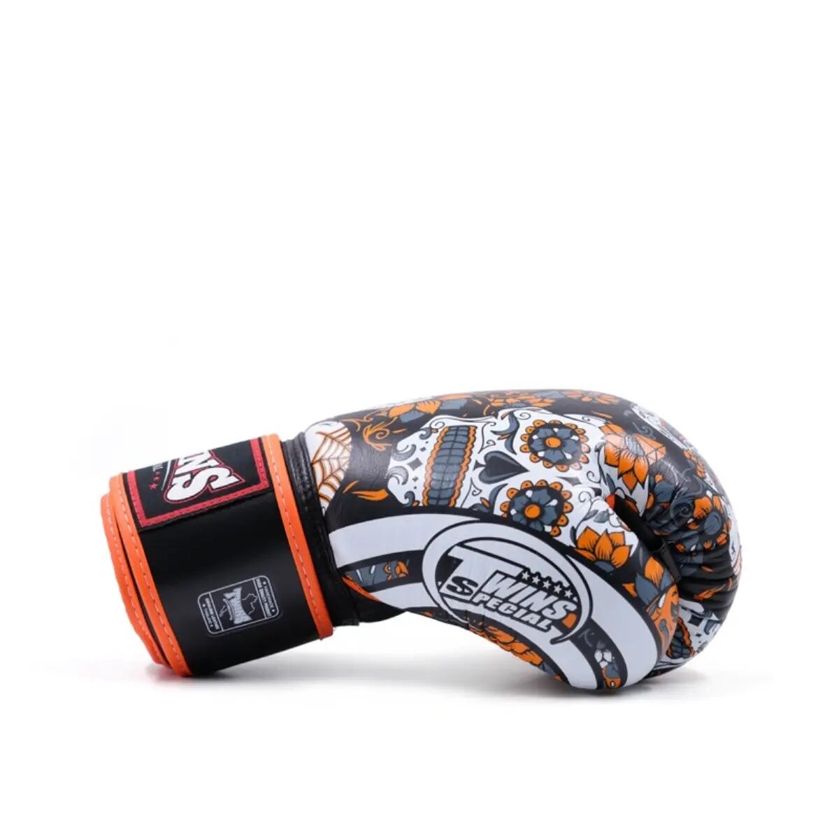 Boxing Gloves Twins Skull Orange/Black – 10oz 3/4