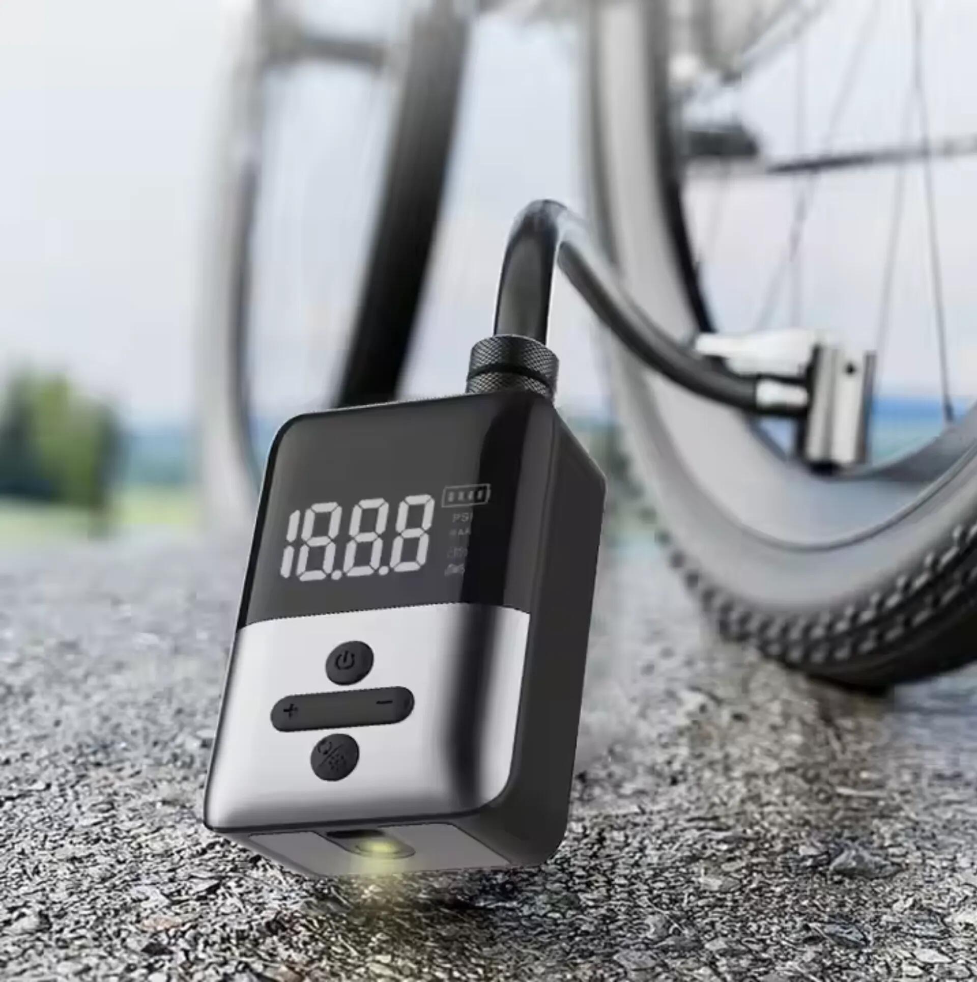 mini bomba elétrica bicicleta 150 PSI USB-C display 2/4