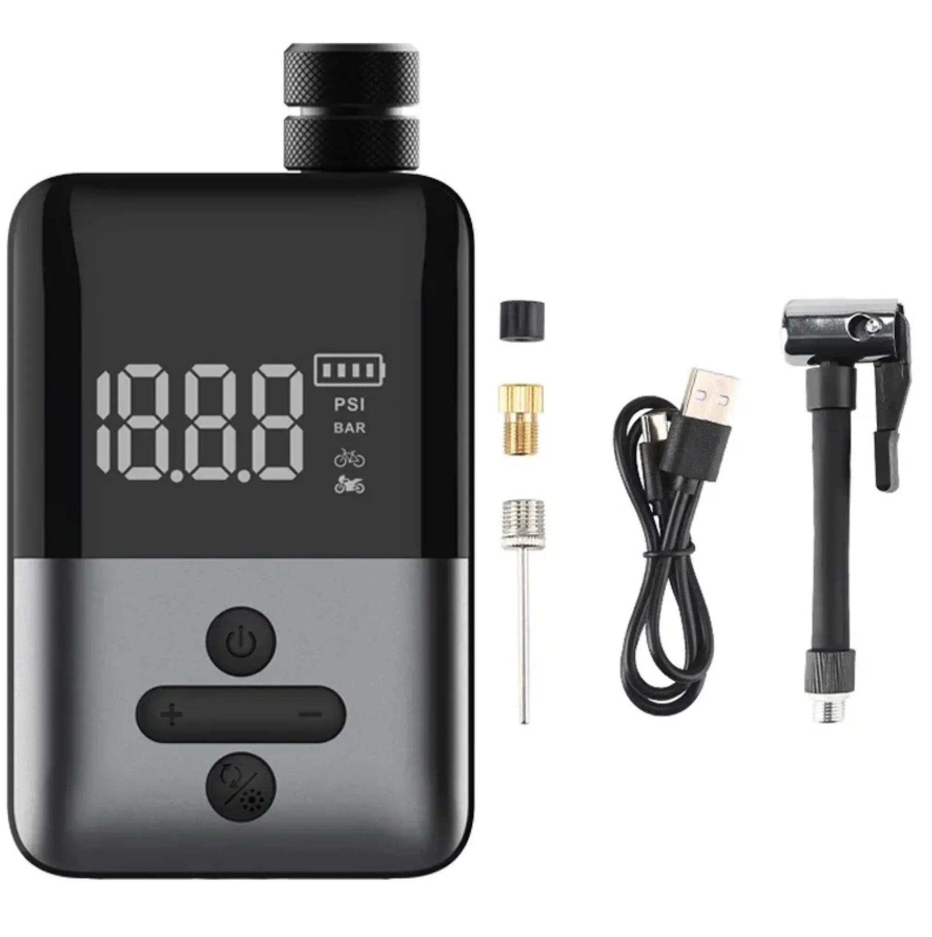 mini bomba elétrica bicicleta 150 PSI USB-C display 1/4