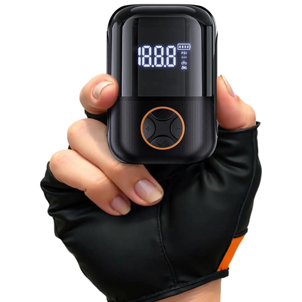 Portable electric bike pump 150 PSI USB-C digital display 165g