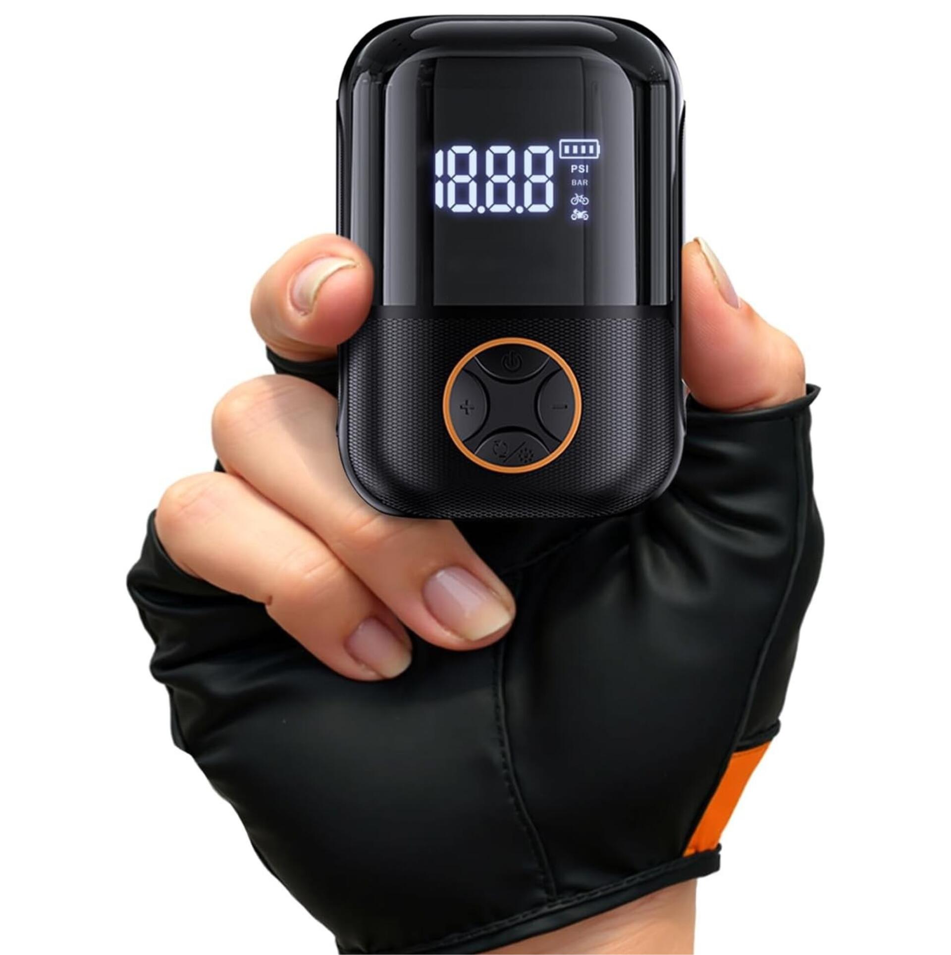 Bomba elétrica bicicleta 150 PSI USB-C ecrã digital 165g 1/4