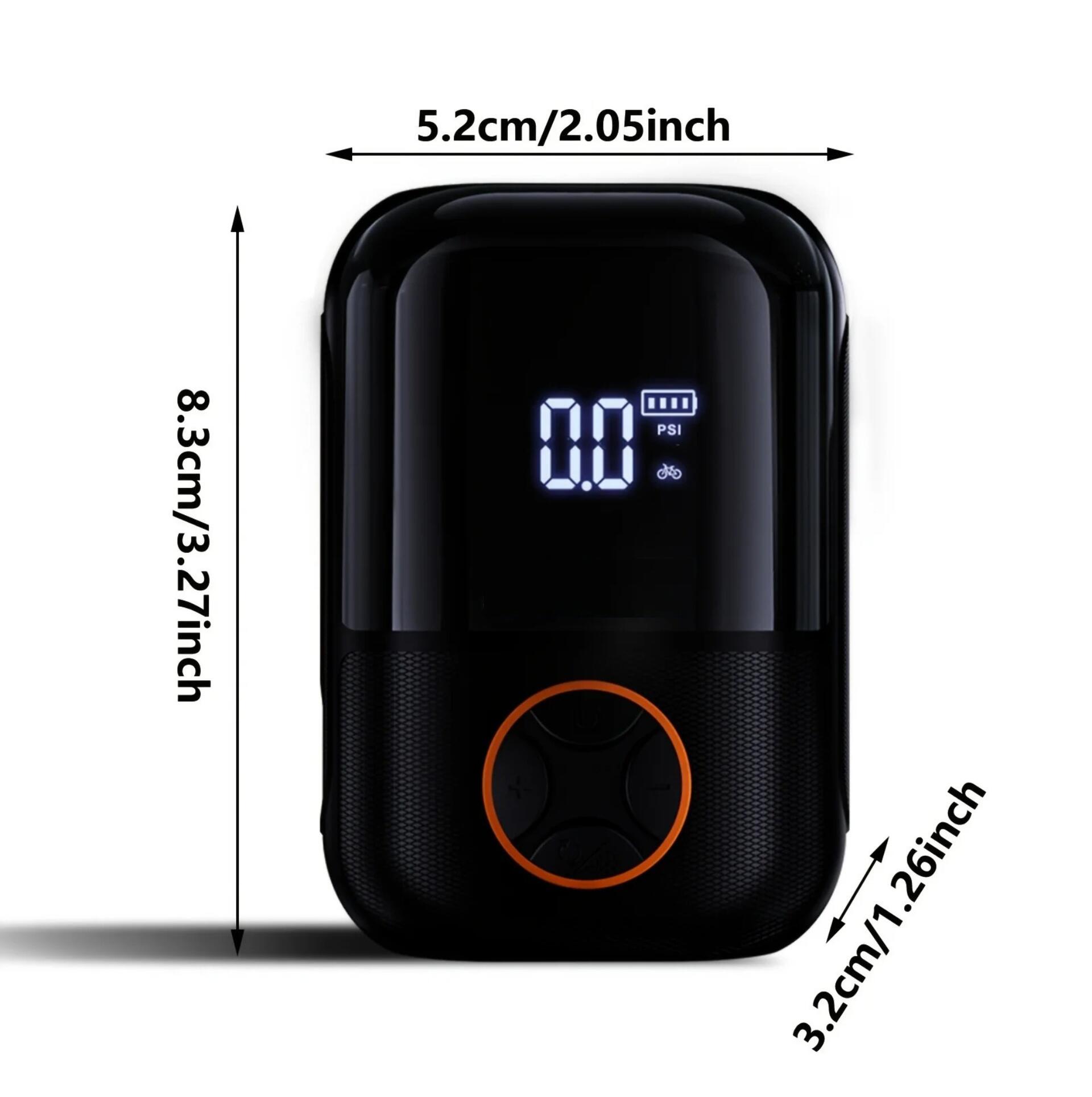 Bomba elétrica bicicleta 150 PSI USB-C ecrã digital 165g 4/4