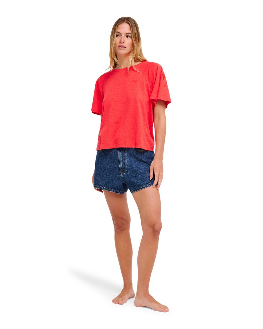 T-shirt à manches courtes TIME FOR PALM TREE Rouge Femme 4/4
