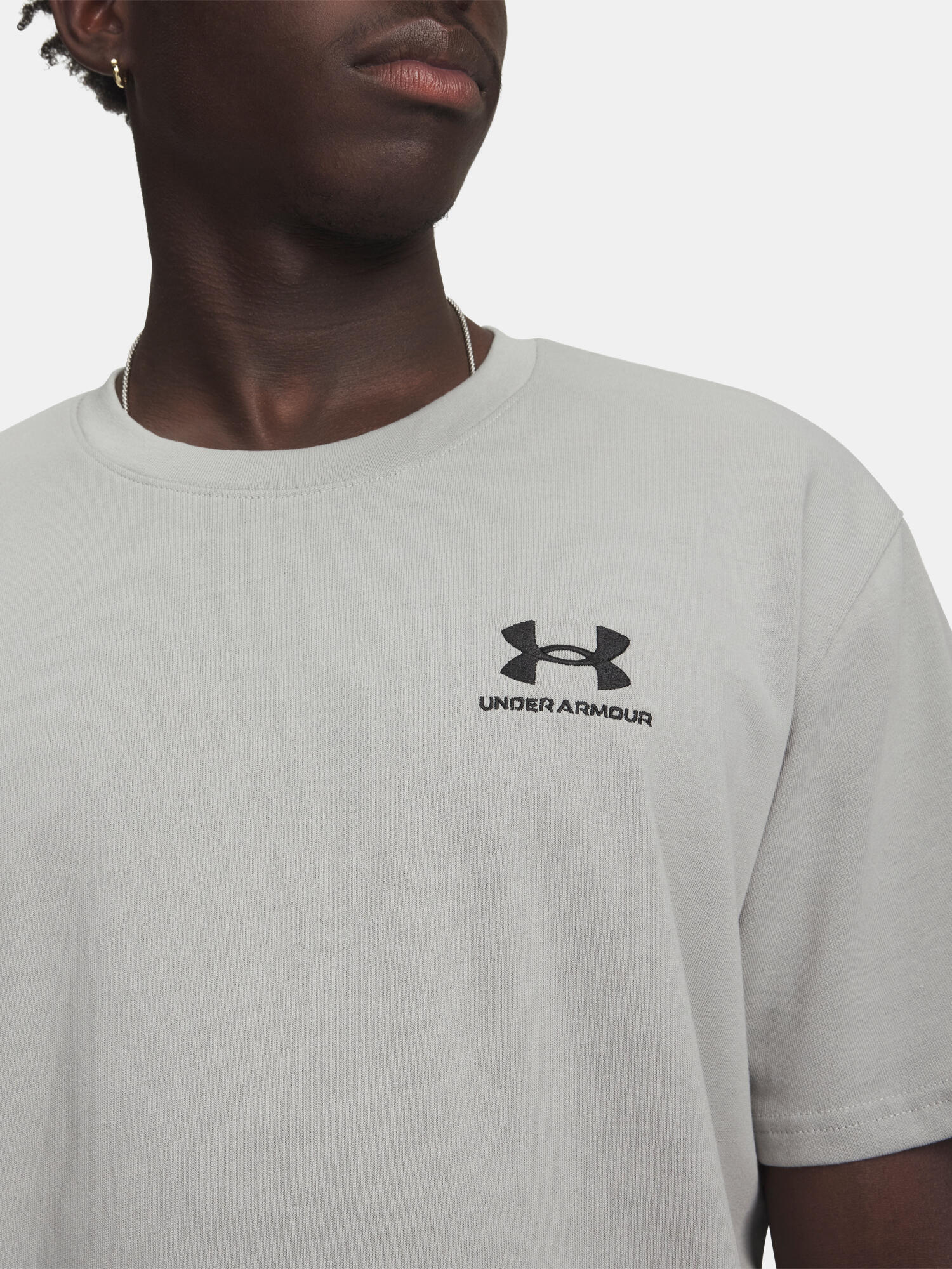 T-shirt homme Under Armour Logo Emb Heavyweight titane/noir 3/4