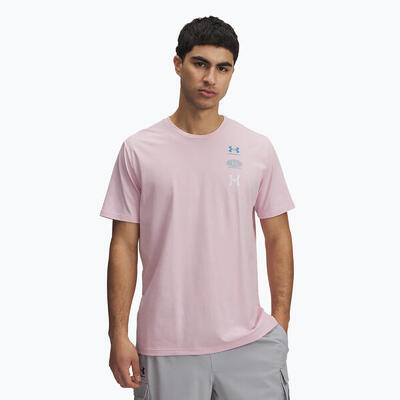 Heren t-shirt under armour 60/40s evol logo prime pink/ether blue/wit