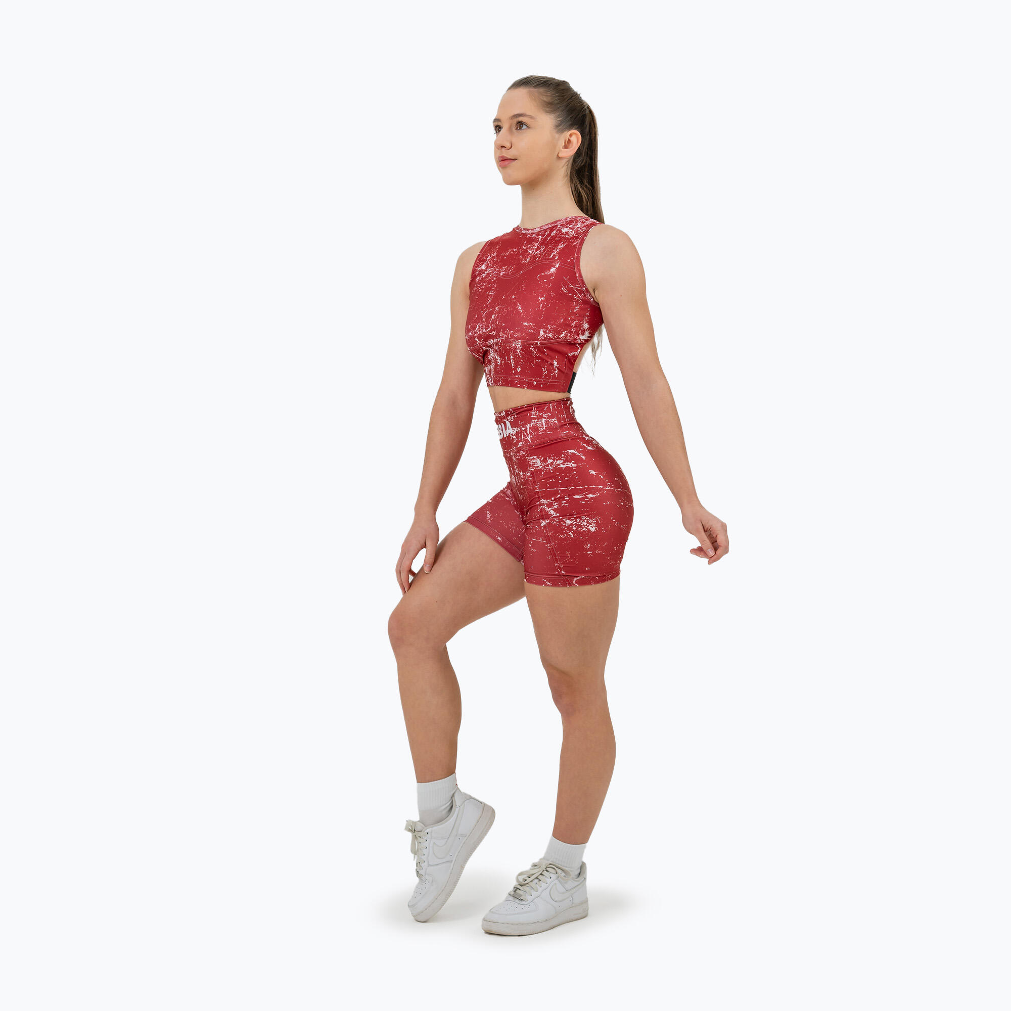 Top de sport féminin NEBBIARough Girl Crop rouge 2/7