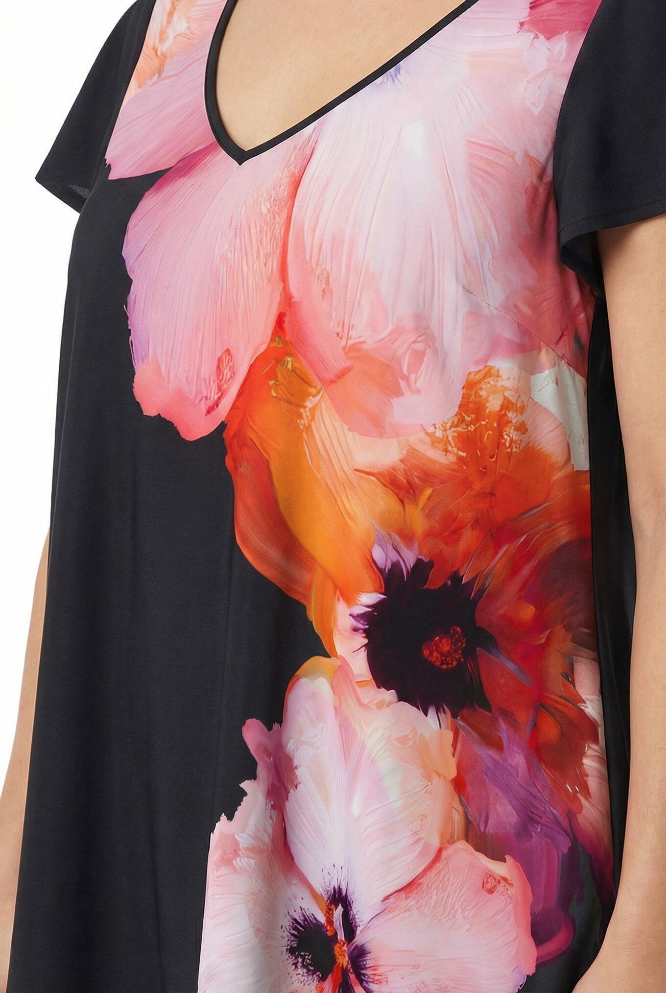 Femme Robe midi décolleté en V et manches évasées motif floral coupe évasée 3/7