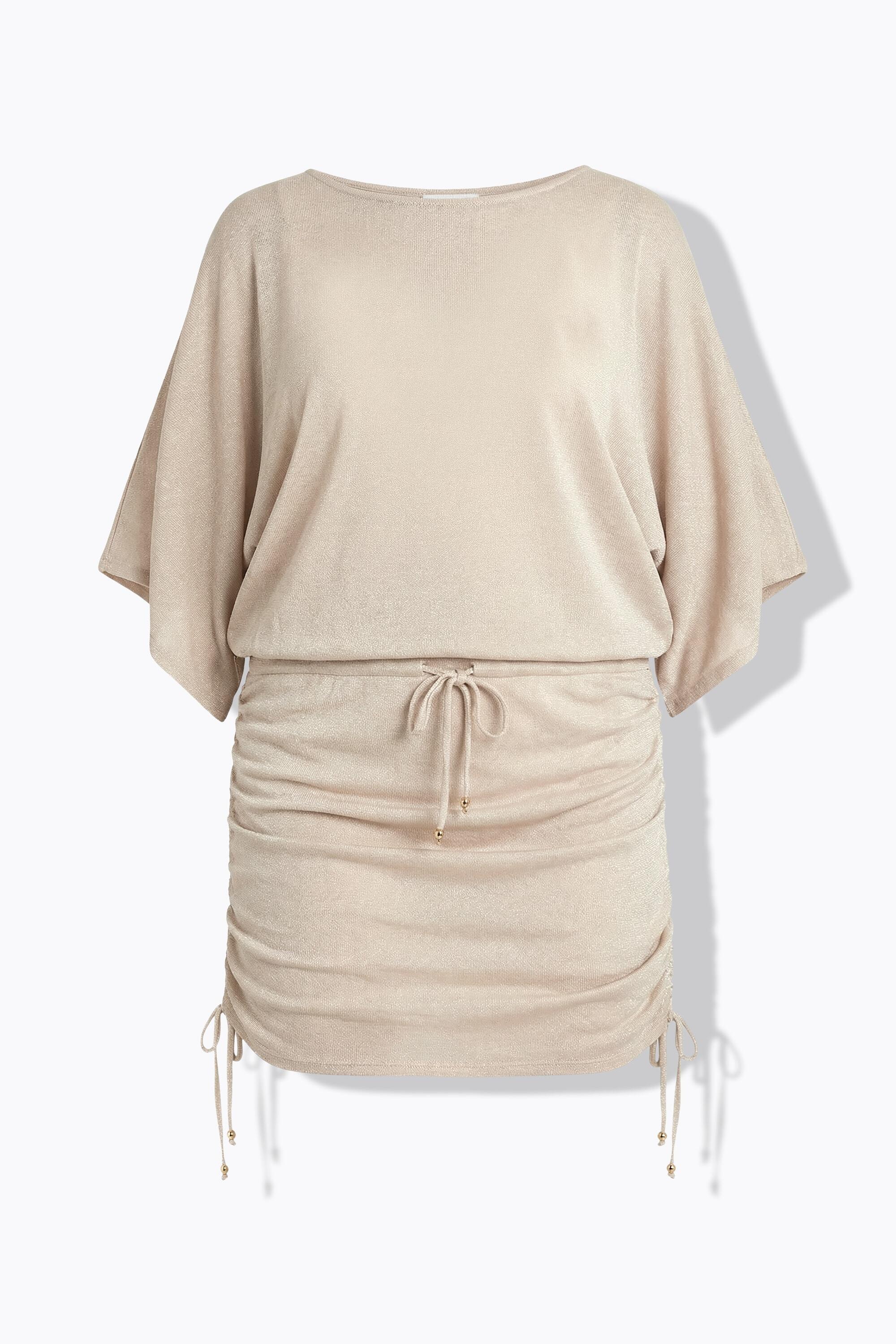 Femme Robe de plage tissu effet métallisé manches courtes et encolure bateau 6/7