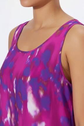 Damen Midikleid Blüten A-Linie Rundhals ärmellos