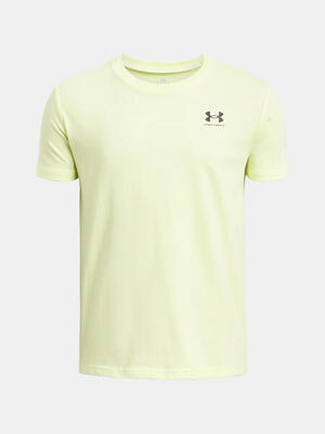 Under armour sportstyle left chest kinder t-shirt geel