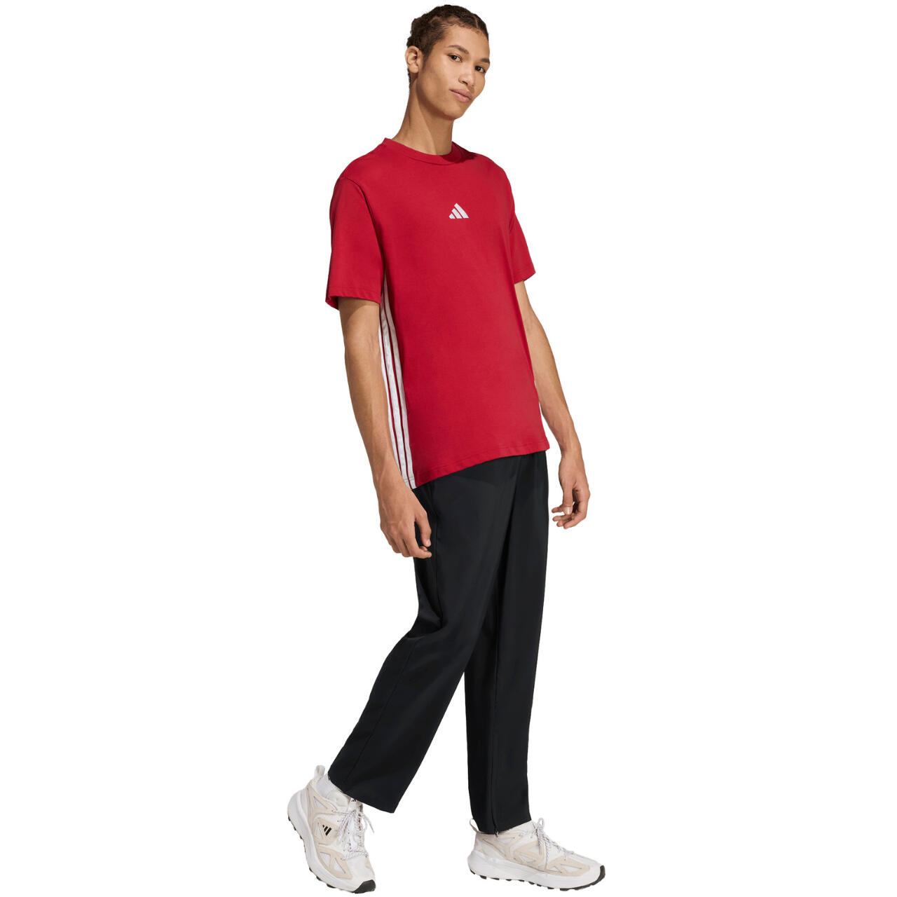 Adidas Essentials Three Stripes T‑shirt rood katoen korte mouw 5/5