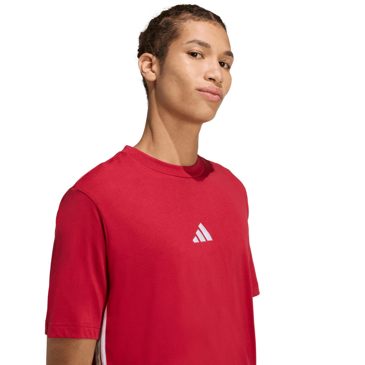 Adidas Essentials Three Stripes T‑shirt rood katoen korte mouw 4/5