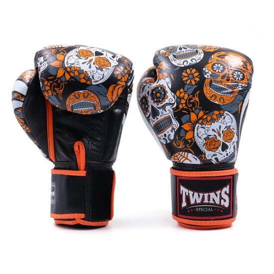 Boxhandschuhe Twins Skull Orange/Schwarz – 16oz