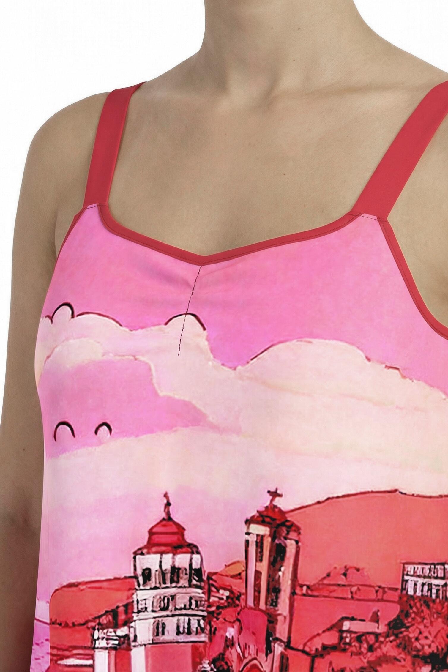 Femme Robe sans manches motif vacances décolleté en V et coupe évasée 3/7